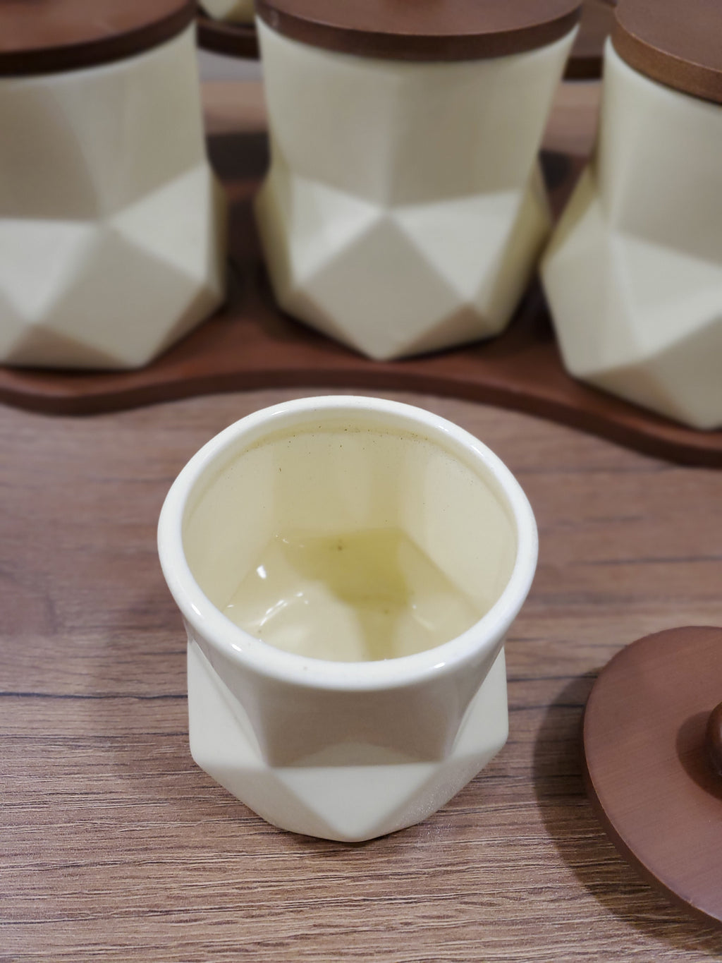 7-Piece Ceramic Storage Jar Set with Wooden Tray (8-14)