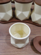 7-Piece Ceramic Storage Jar Set with Wooden Tray (8-14)