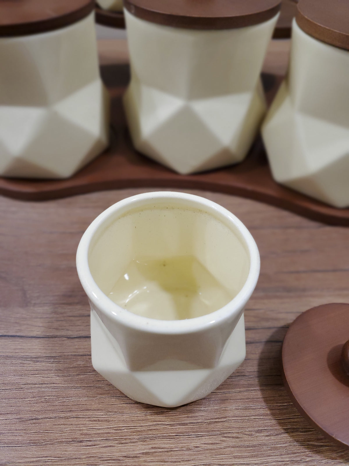 7-Piece Ceramic Storage Jar Set with Wooden Tray (8-14)