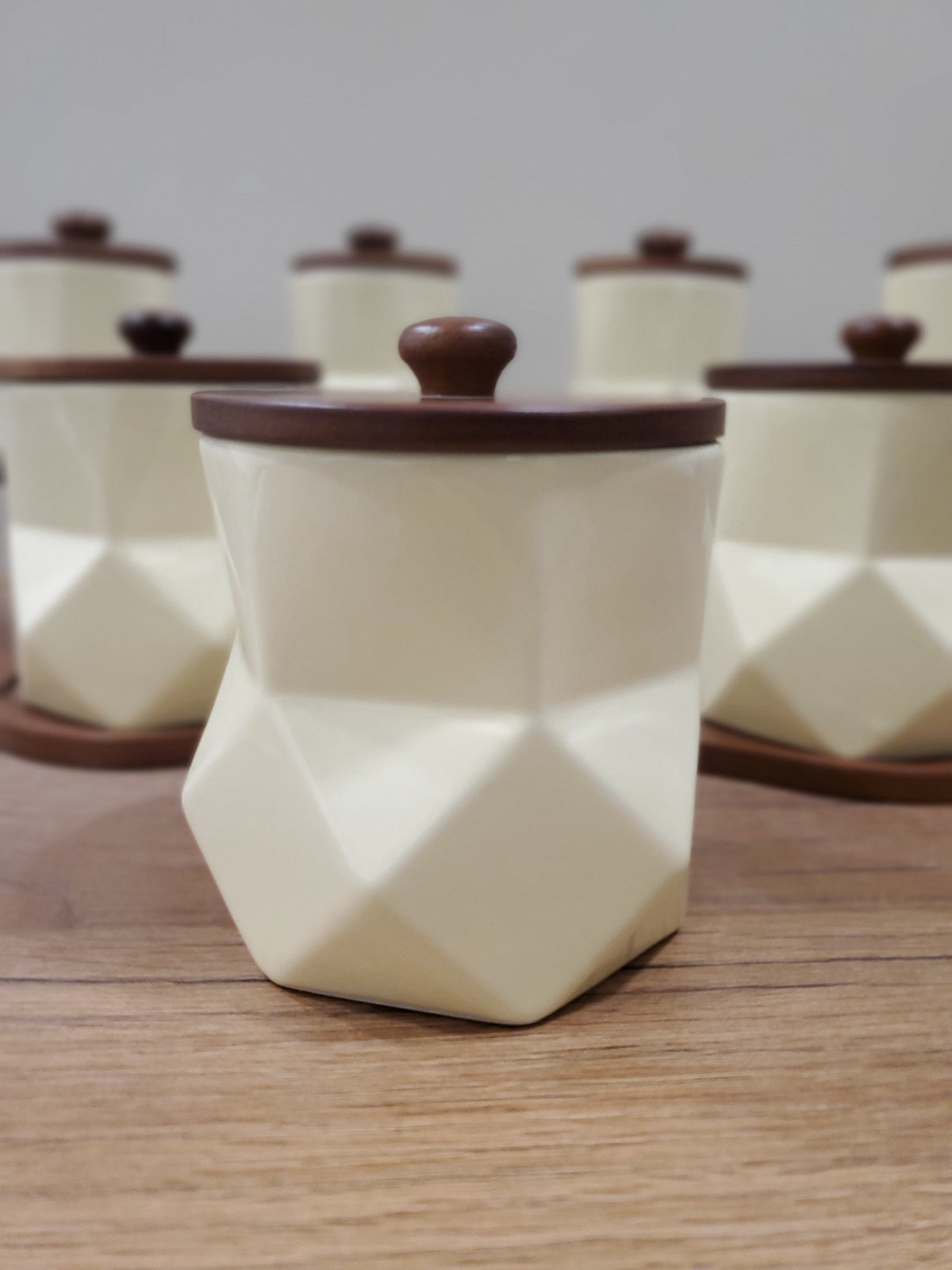 7-Piece Ceramic Storage Jar Set with Wooden Tray (8-14)