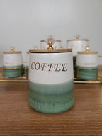7-Piece Ceramic Kitchen Storage Jar Set with Gold Iron Stand (10-1)