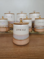 7-Piece Ceramic Kitchen Storage Jar Set with Gold Iron Stand (10-2)
