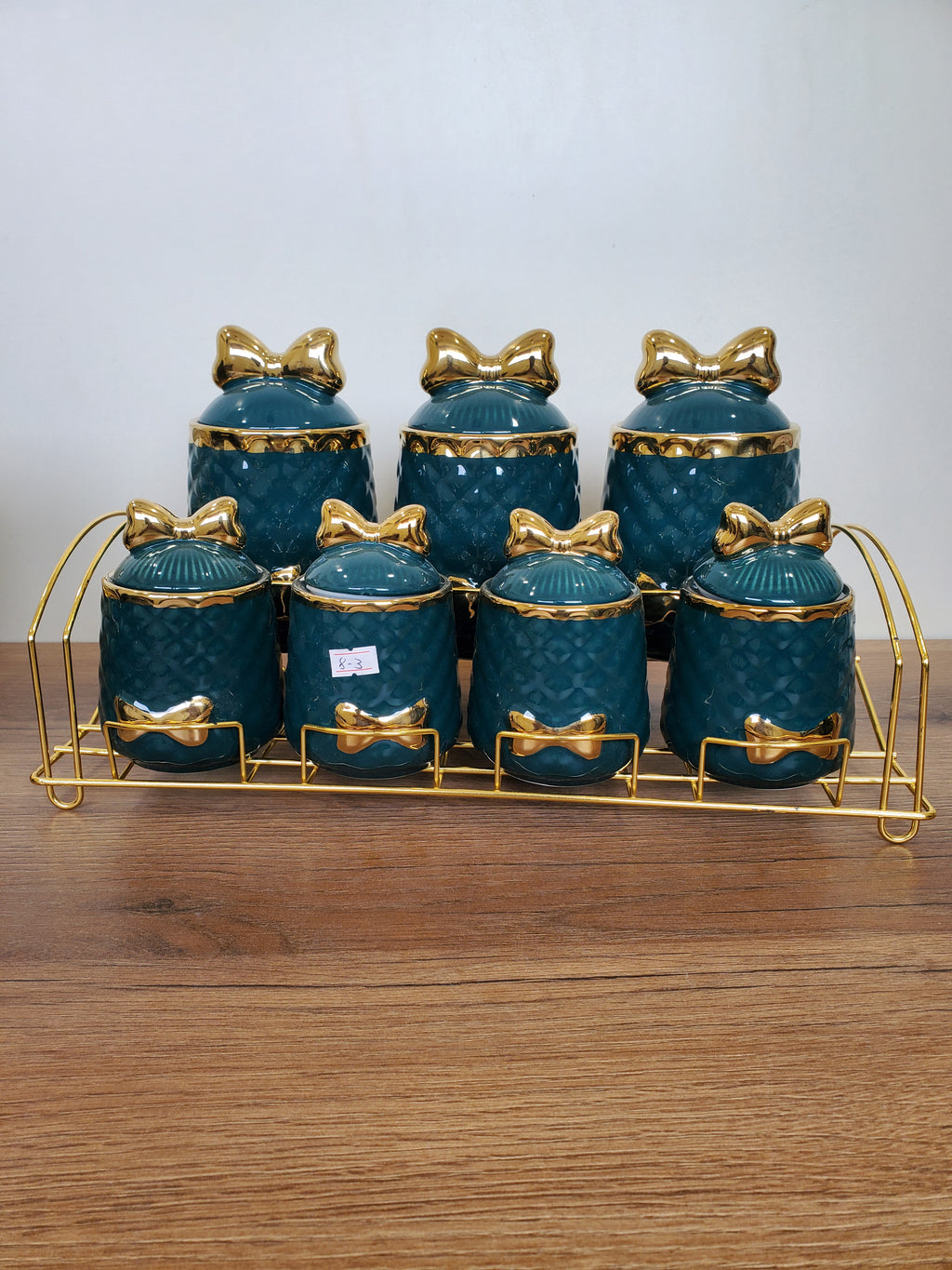7-Piece Ceramic Storage Jar Set with Iron Stand (8-3)