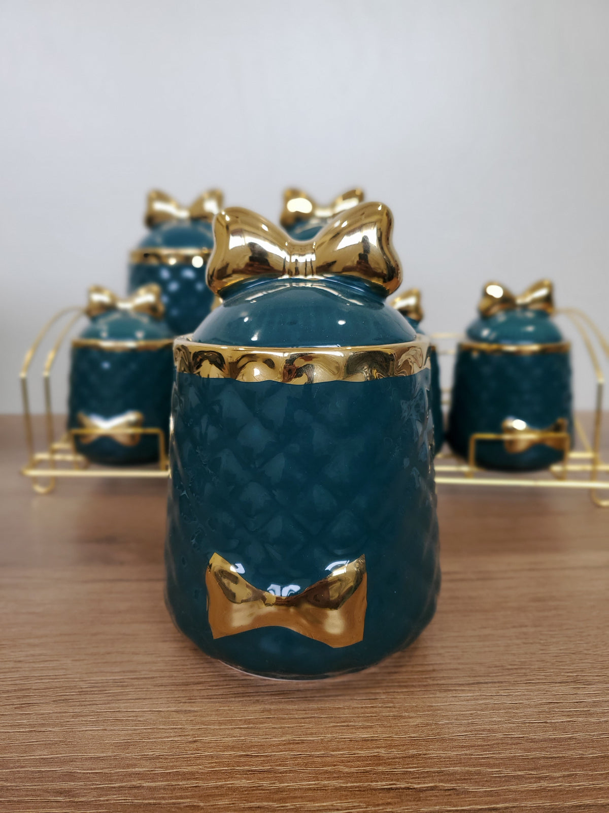 7-Piece Ceramic Storage Jar Set with Iron Stand (8-3)