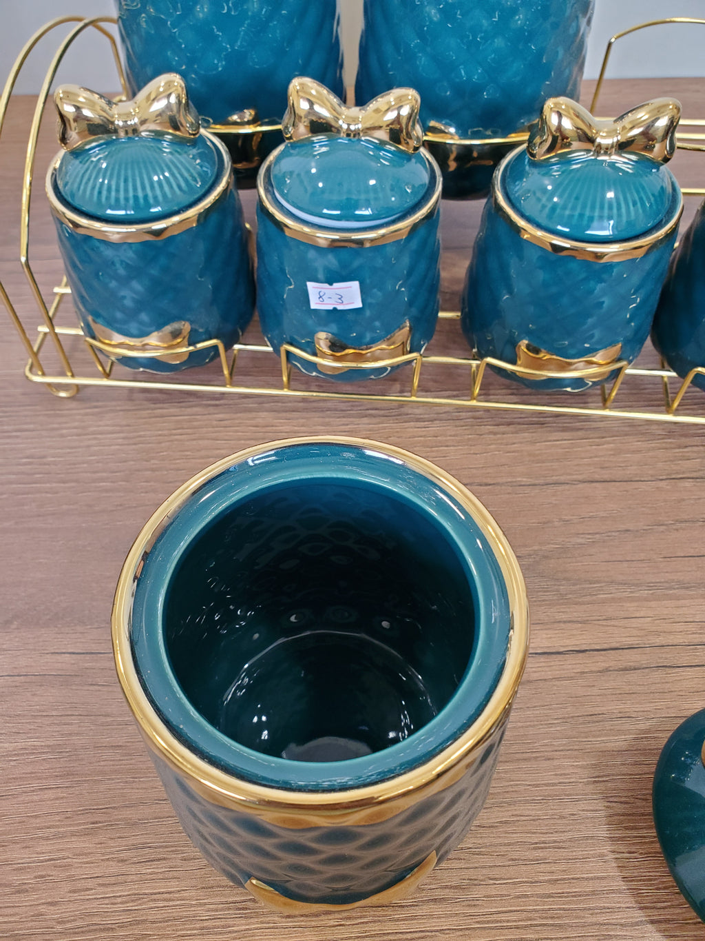 7-Piece Ceramic Storage Jar Set with Iron Stand (8-3)