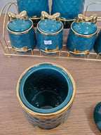 7-Piece Ceramic Storage Jar Set with Iron Stand (8-3)