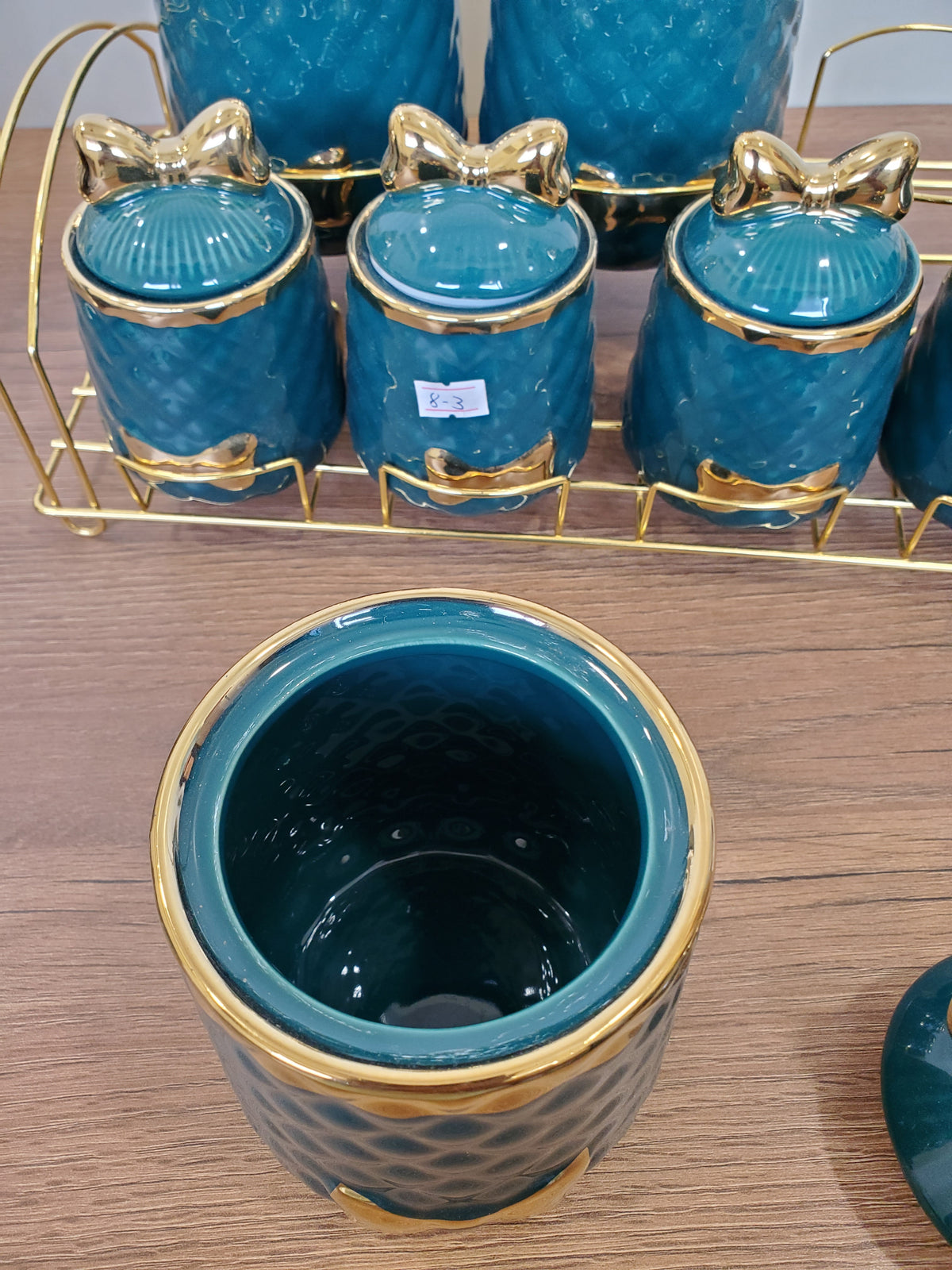 7-Piece Ceramic Storage Jar Set with Iron Stand (8-3)