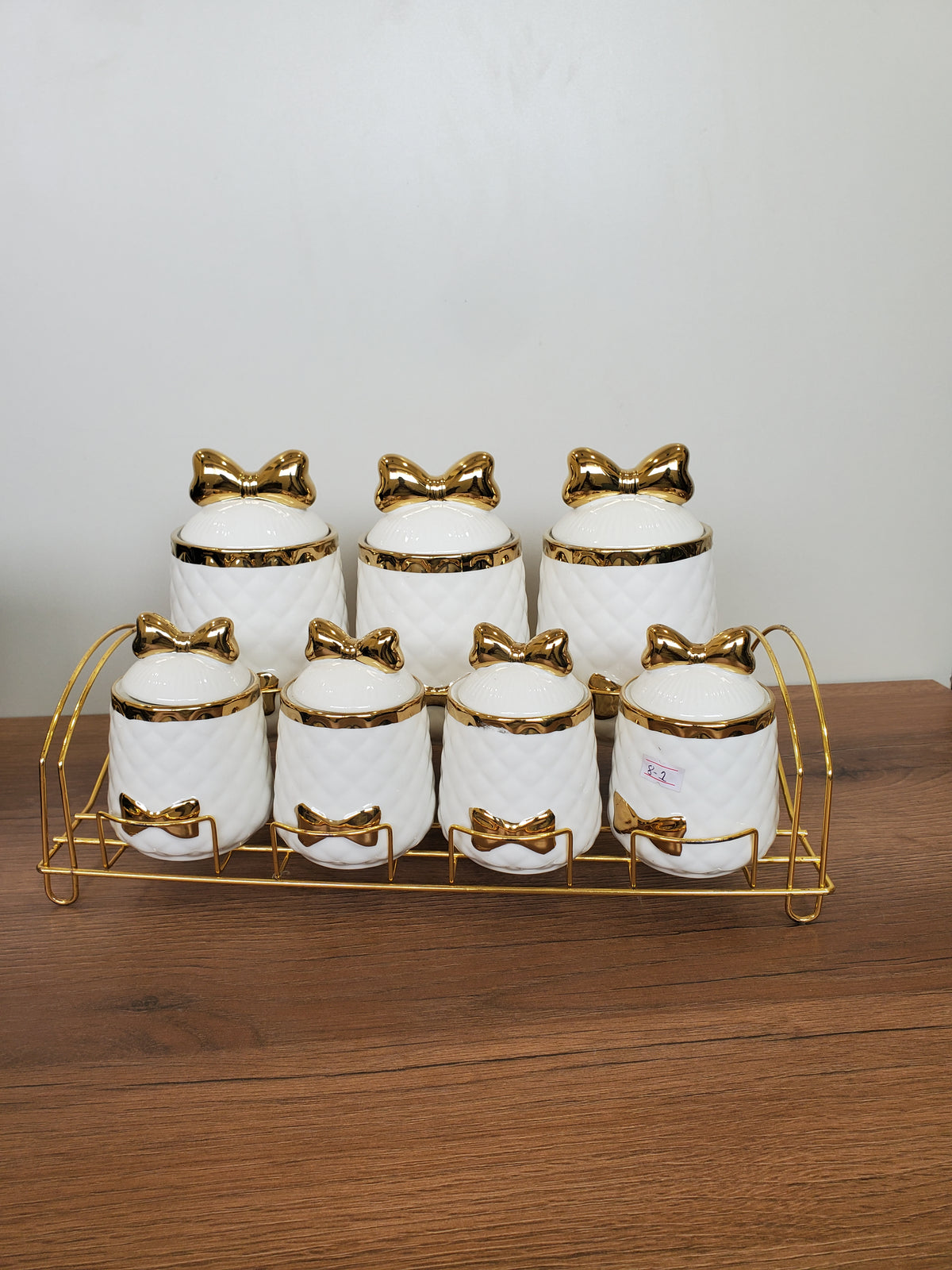 7-Piece Ceramic Storage Jar Set with Iron Stand (8-1)