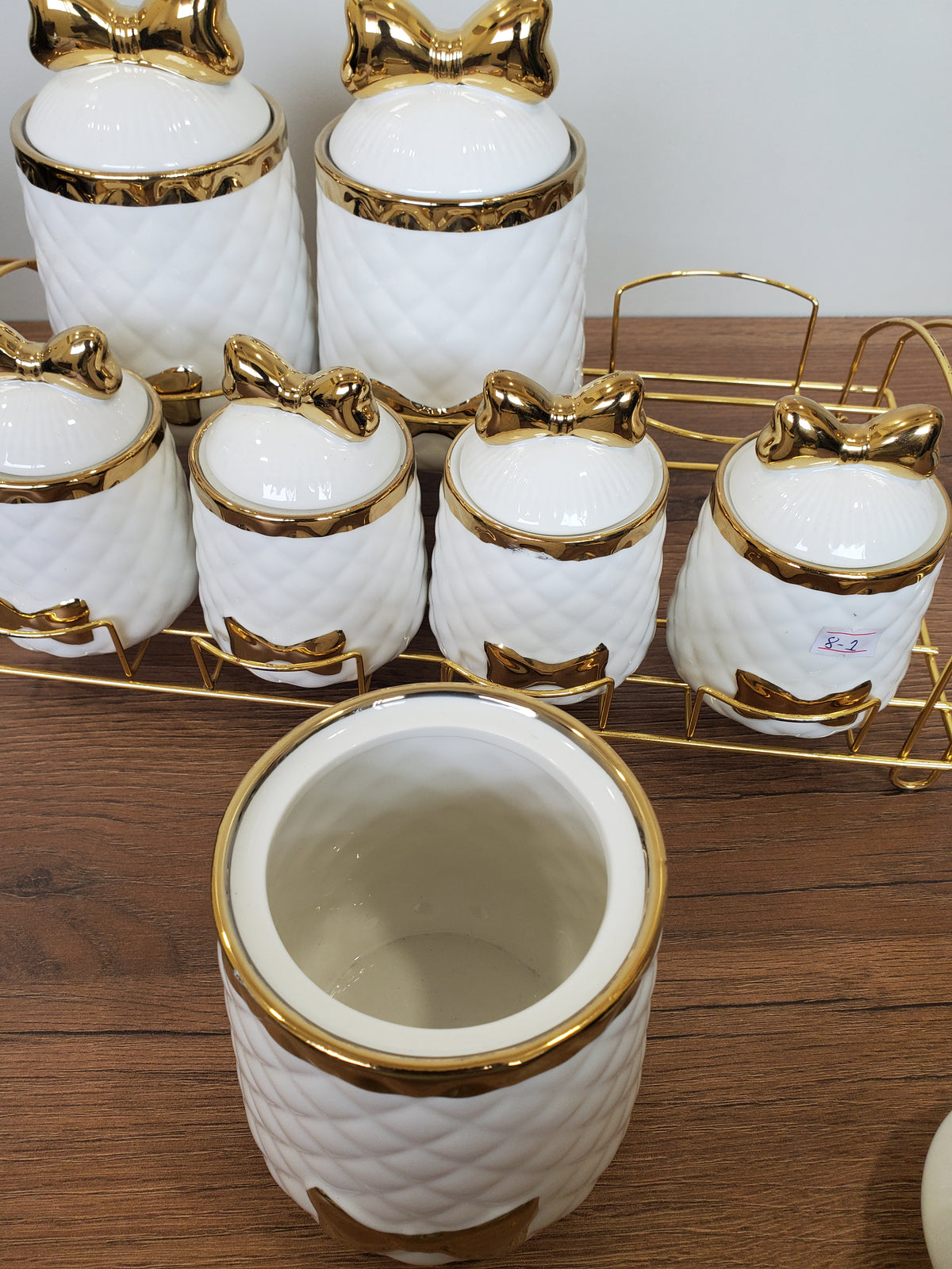 7-Piece Ceramic Storage Jar Set with Iron Stand (8-1)