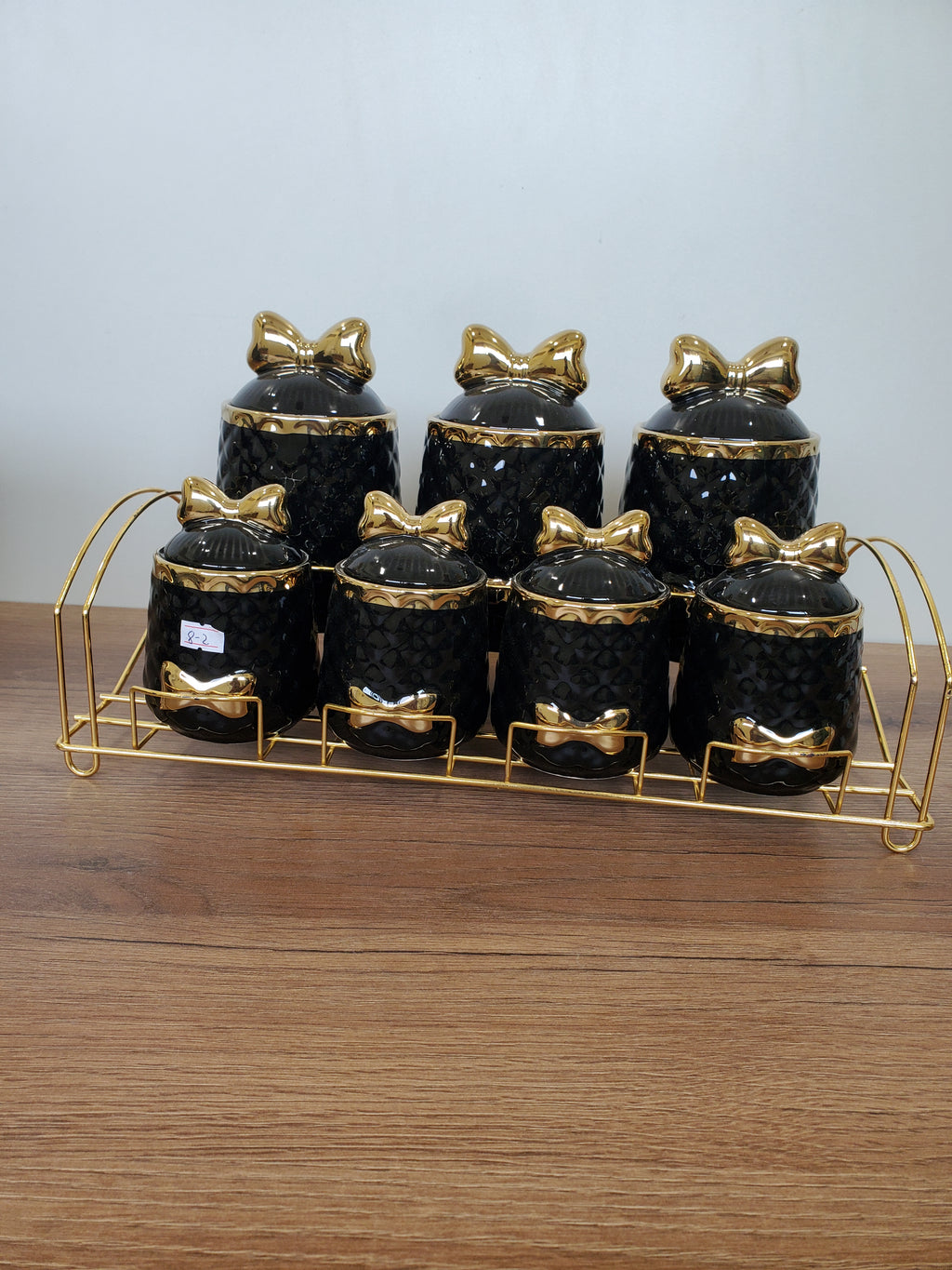 7-Piece Ceramic Storage Jar Set with Iron Stand (8-2)