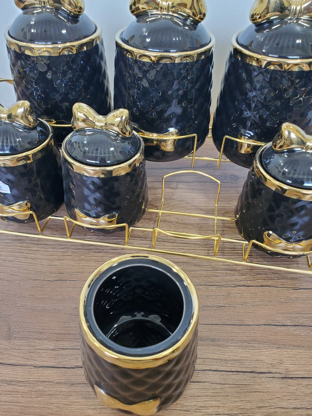 7-Piece Ceramic Storage Jar Set with Iron Stand (8-2)
