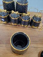 7-Piece Ceramic Storage Jar Set with Iron Stand (8-2)