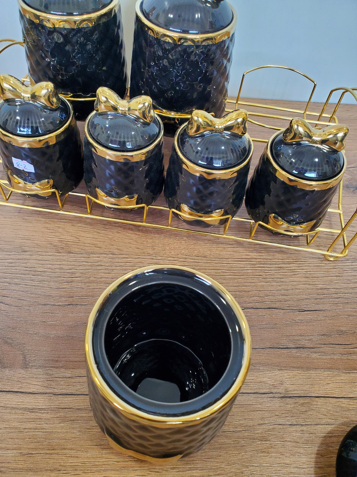 7-Piece Ceramic Storage Jar Set with Iron Stand (8-2)