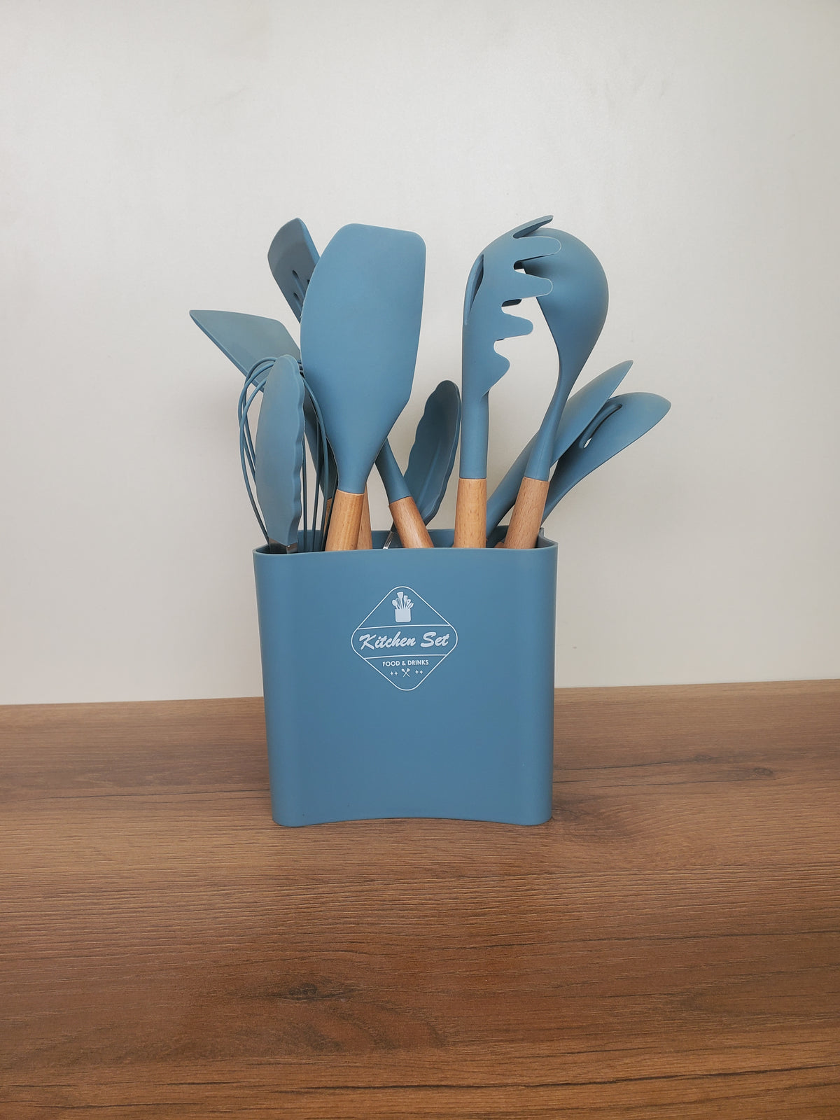 Luxury Beige Silicone Cooking Utensil Set with Holder (WT014)