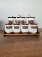 7-Piece Ceramic Storage Jar Set with Wooden Tray (8-5)