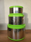 Premium Stainless Steel Insulated Hot Pot Set – 3 Pieces (885 Green)