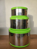Premium Stainless Steel Insulated Hot Pot Set – 3 Pieces (885 Green)
