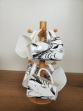 6-Piece Ceramic Mug Set with Wooden Stand Abstract Marble Design (8-29)