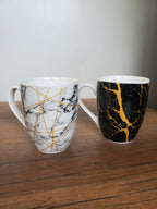 Ceramic Coffee Mug Black & White Marble Design (15-2)
