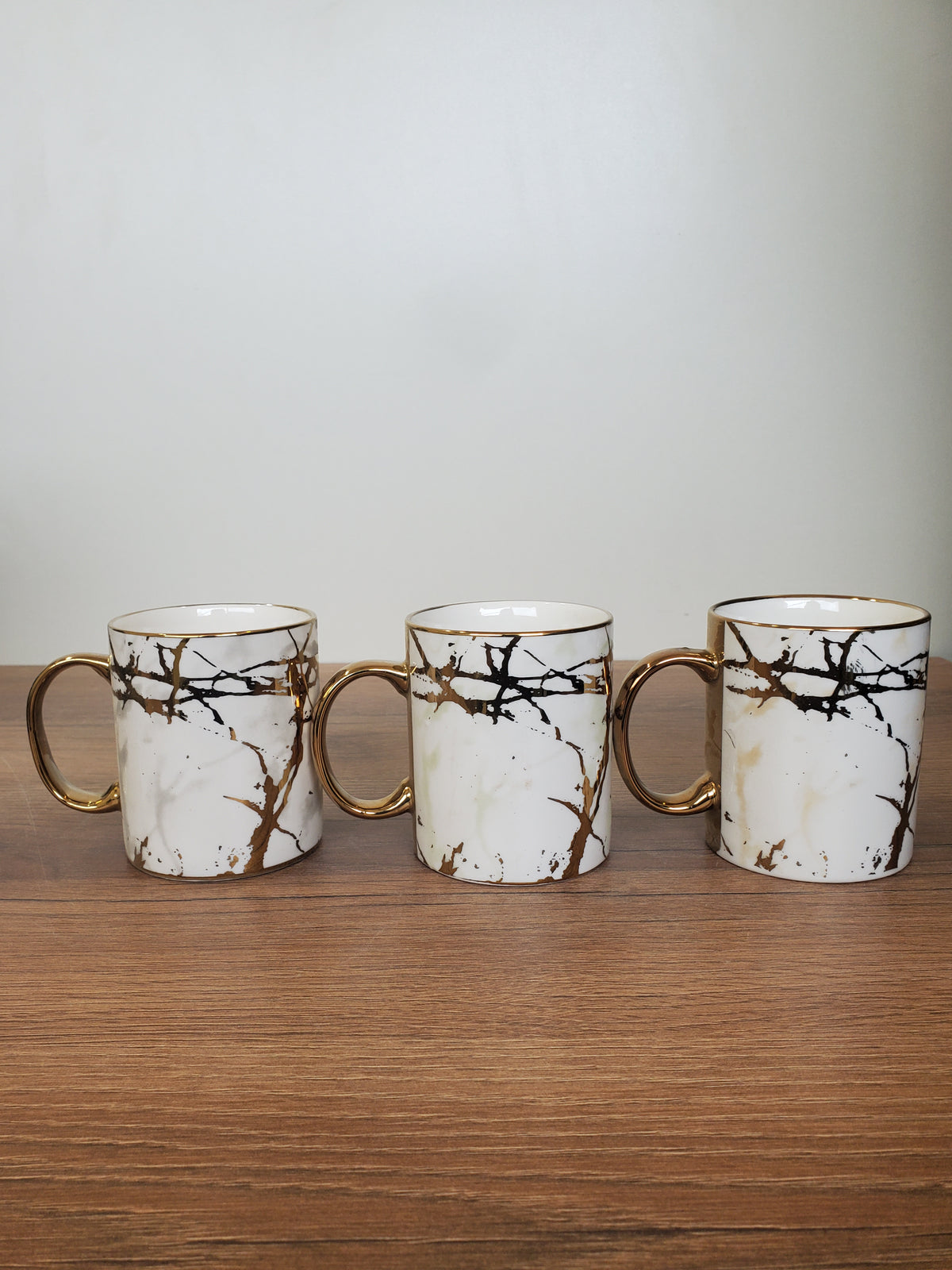 Ceramic Coffee Mug White & Gold Marble Design (15-3)