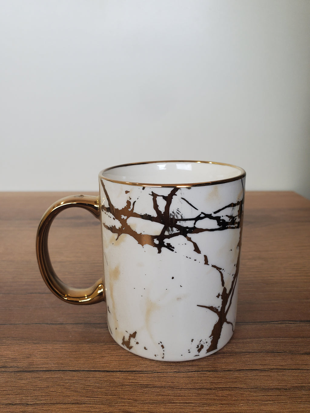 Ceramic Coffee Mug White & Gold Marble Design (15-3)