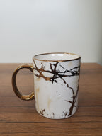 Ceramic Coffee Mug White & Gold Marble Design (15-3)
