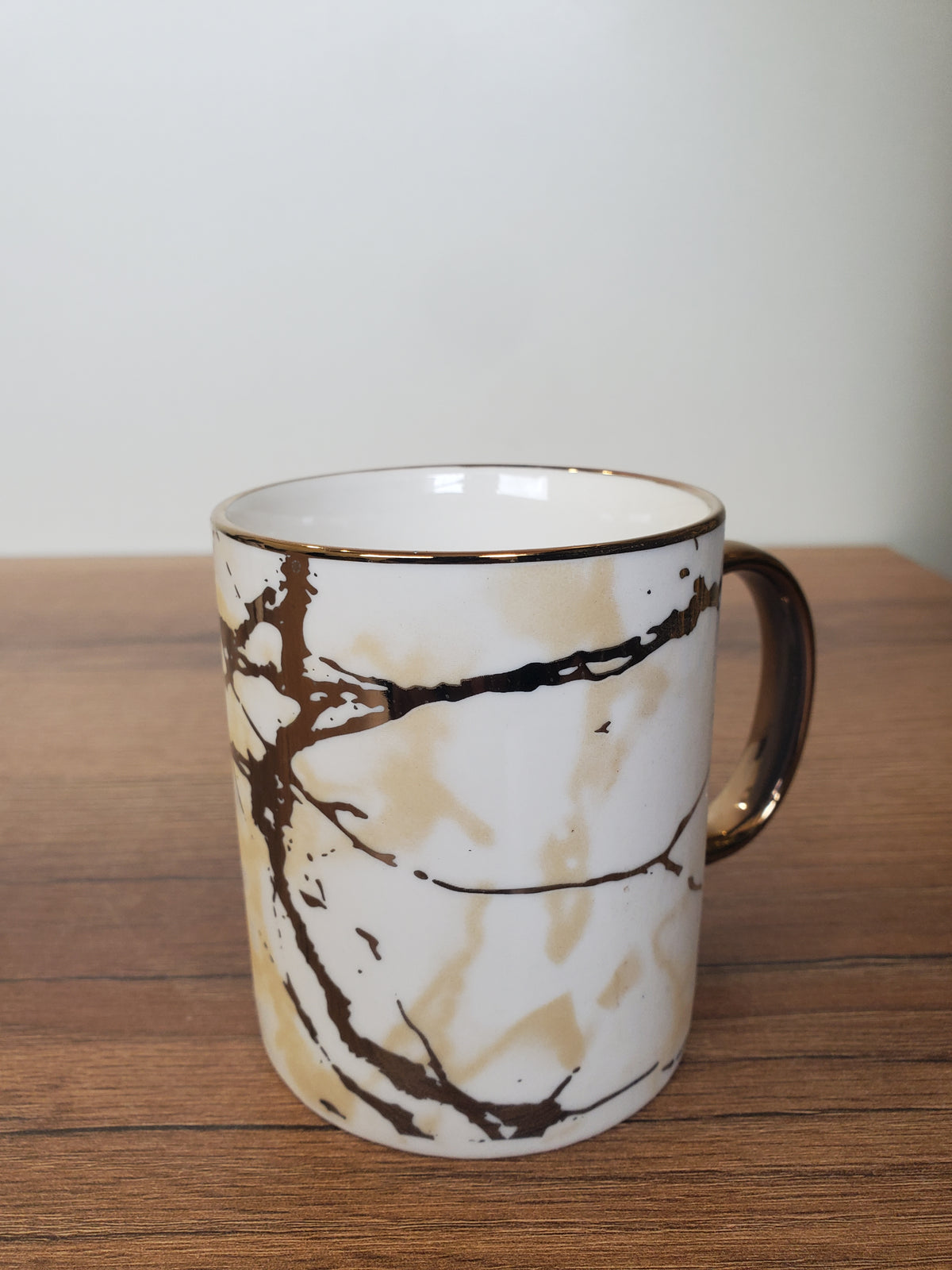 Ceramic Coffee Mug White & Gold Marble Design (15-3)