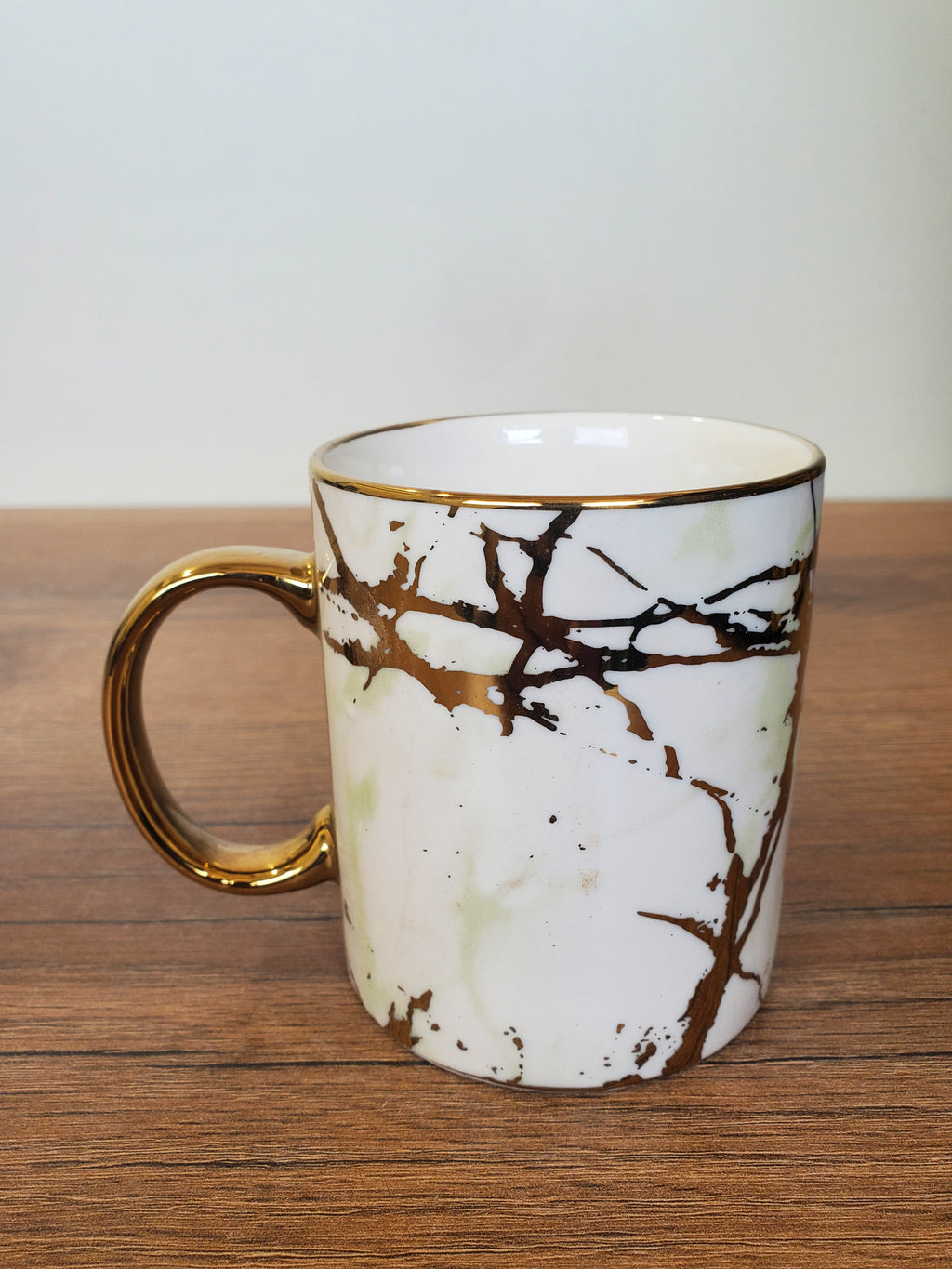 Ceramic Coffee Mug White & Gold Marble Design (15-3)