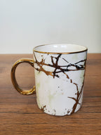 Ceramic Coffee Mug White & Gold Marble Design (15-3)
