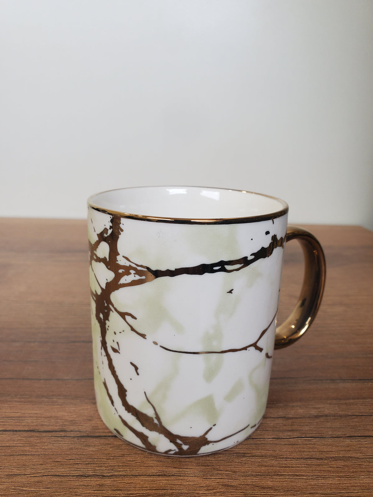 Ceramic Coffee Mug White & Gold Marble Design (15-3)