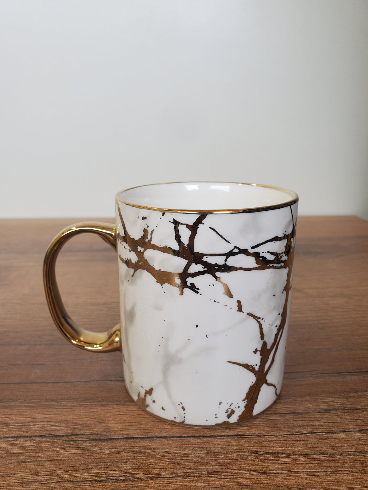 Ceramic Coffee Mug White & Gold Marble Design (15-3)