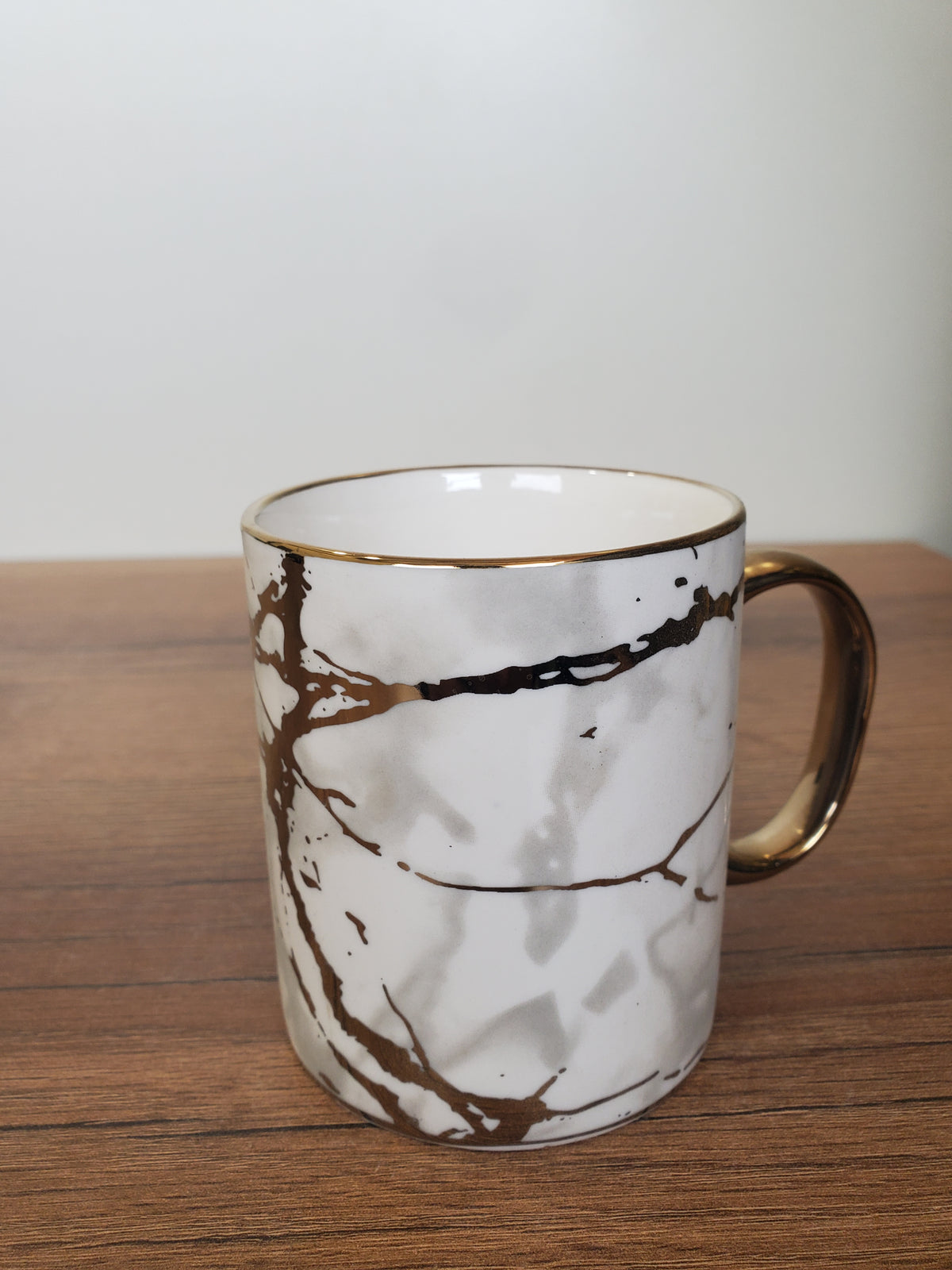 Ceramic Coffee Mug White & Gold Marble Design (15-3)
