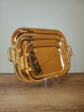 3-Piece Square Metal Serving Tray Set Gold (9-1)