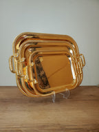 3-Piece Square Metal Serving Tray Set Gold (9-1)
