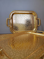 3-Piece Square Hammered Metal Serving Tray Set Gold (9-2)