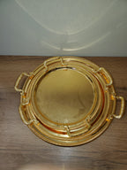 3-Piece Round Metal Serving Tray Set Gold (9-4)