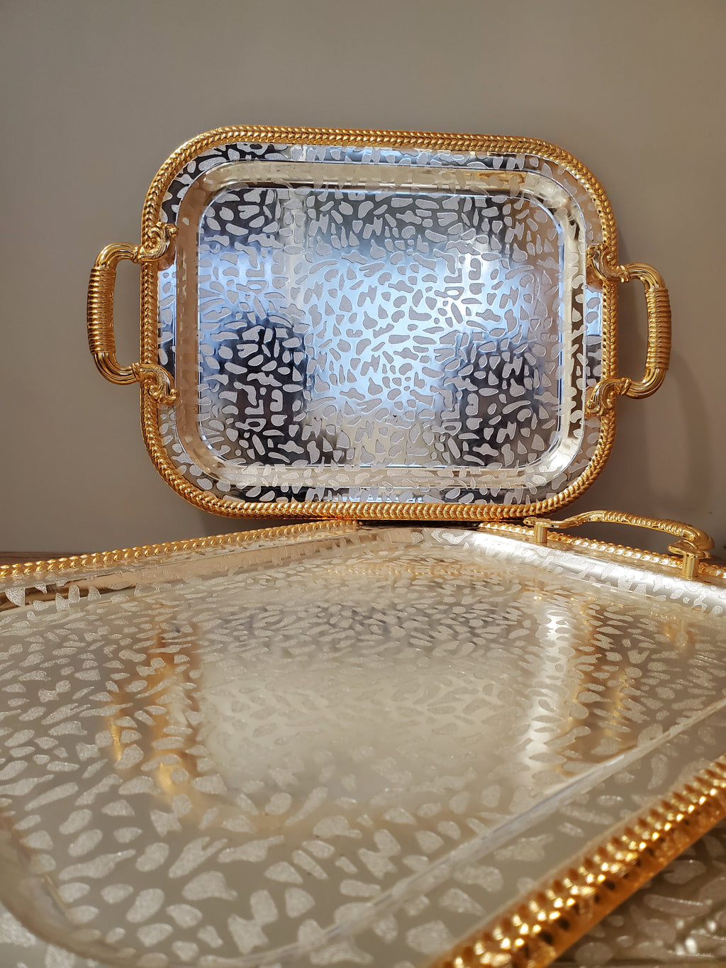 3Pcs Set Luxury Rectangular Stainless Steel Serving Tray SBT-001