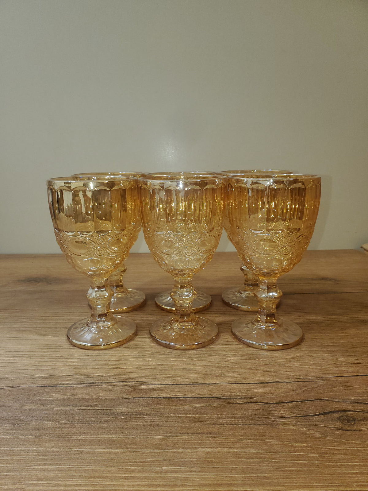 Amber Vintage Decorative Wine Glass Set 6Pcs
