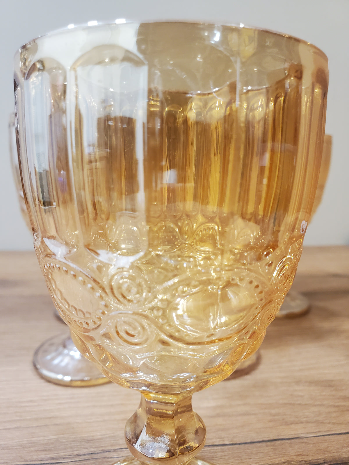Amber Vintage Decorative Wine Glass Set 6Pcs