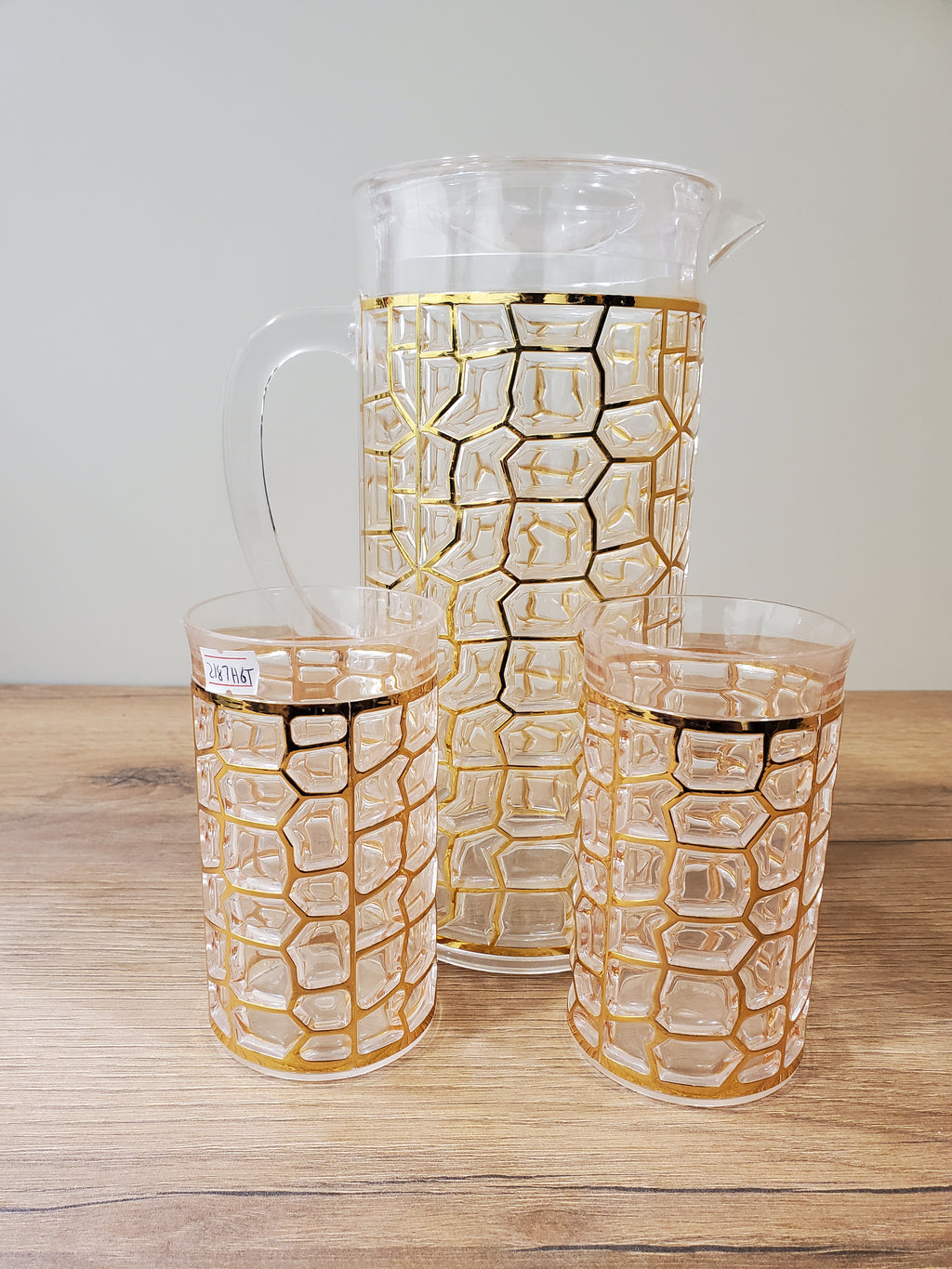 Gold Textured Acrylic Water Set 7Pcs (2187H6T)