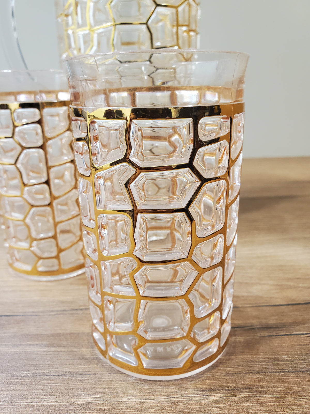 Gold Textured Acrylic Water Set 7Pcs (2187H6T)