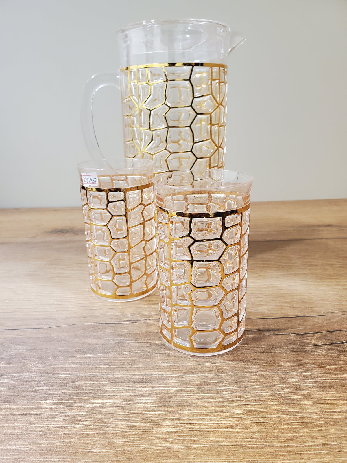 Gold Textured Acrylic Water Set 7Pcs (2187H6T)