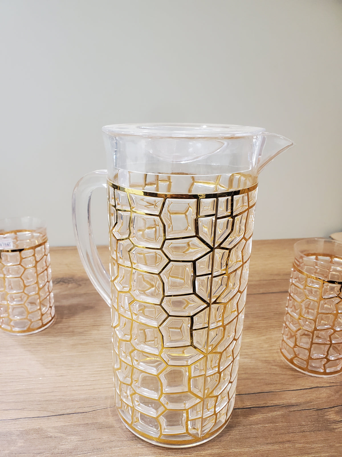 Gold Textured Acrylic Water Set 7Pcs (2187H6T)
