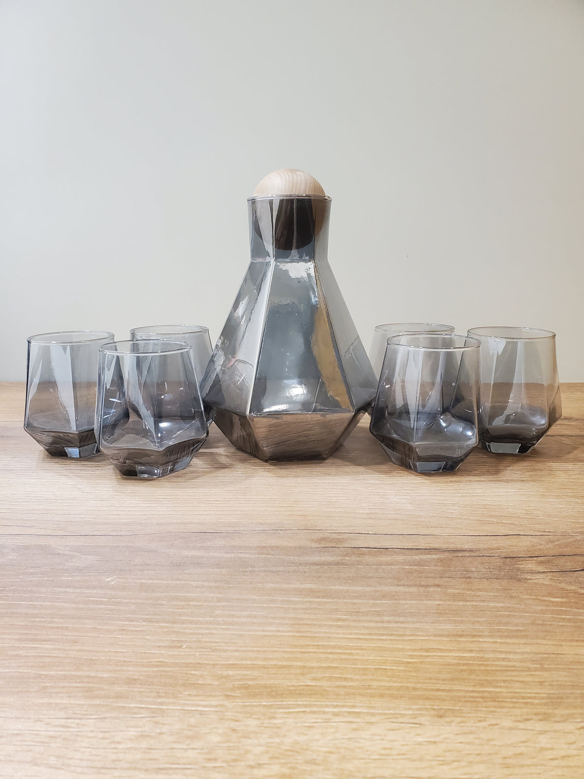 Smoke Grey Wooden Ball Water Set 7Pcs (XHG-005)