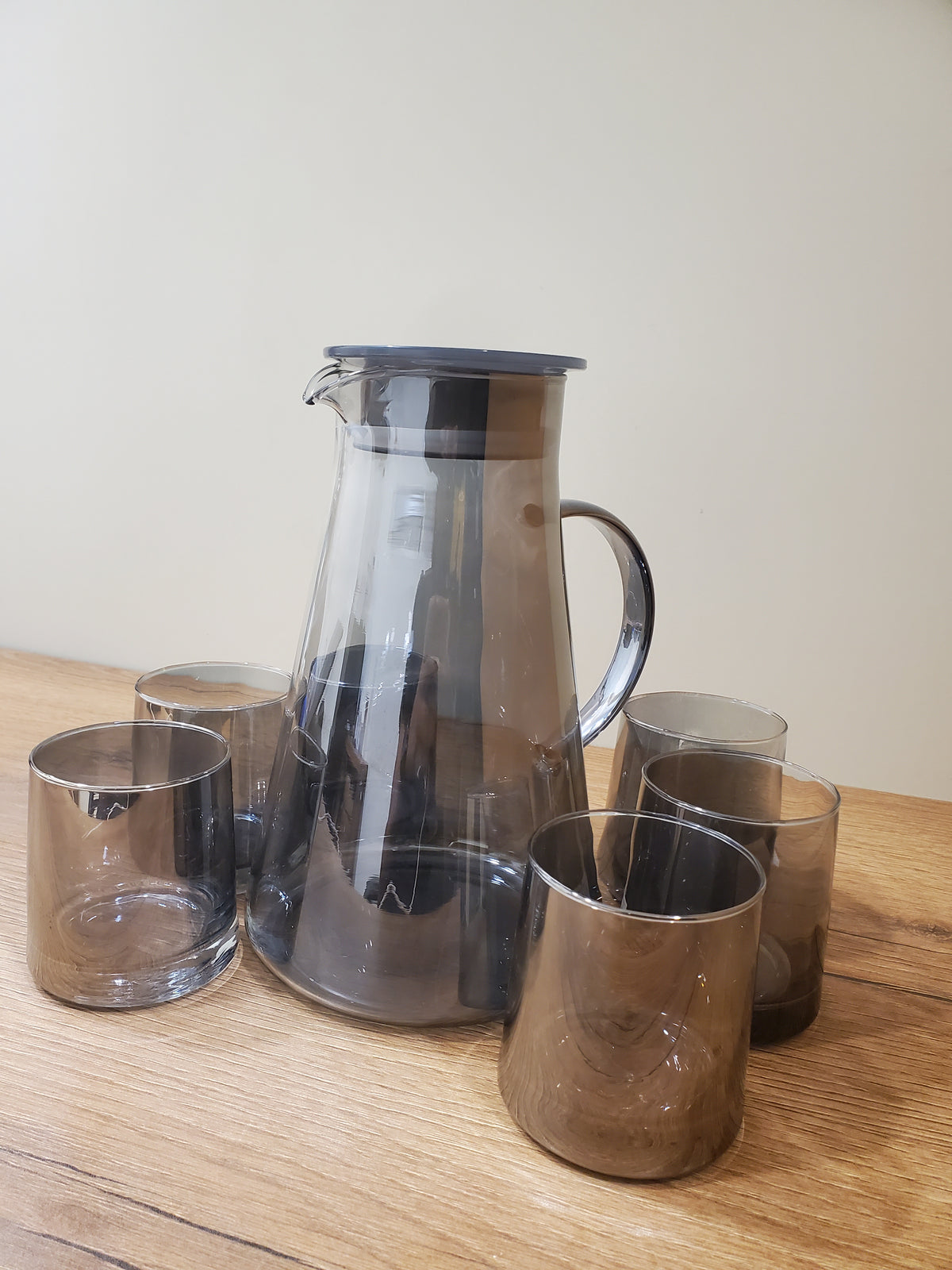 Luxury Smoke Grey Glass Water Set – 7 Pieces (XHG-43)