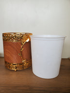 2-Piece Dustbin & Tissue Box Set Wood Grain Design (4-8)