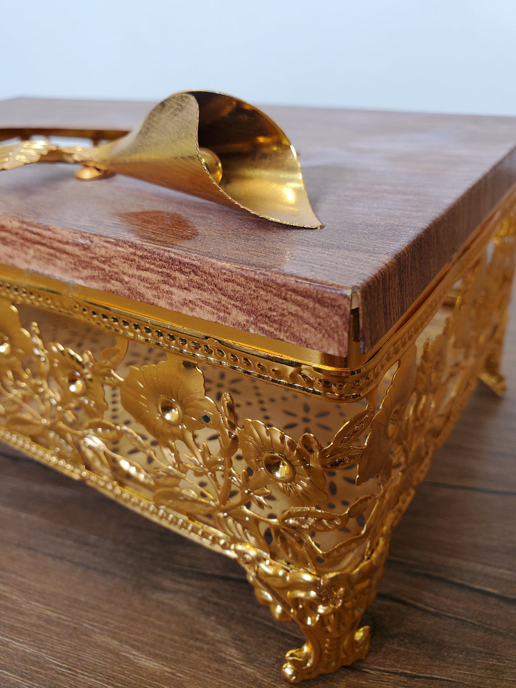 2-Piece Dustbin & Tissue Box Set Wood Grain Design (4-8)