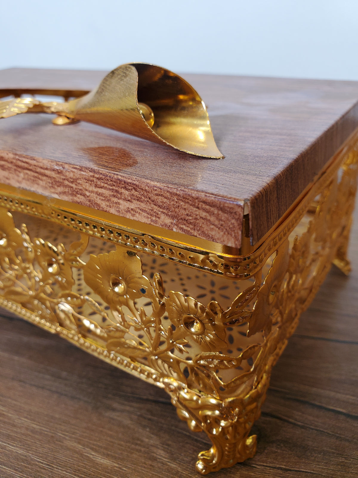 2-Piece Dustbin & Tissue Box Set Wood Grain Design (4-8)
