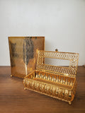 2 Piece Decorative Metal Dustbin & Tissue Box Gold Hammered Design (4-5)