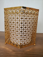 2-Piece Golden Floral Leaf Design Metal Tissue Box & Dustbin Set (4-1)